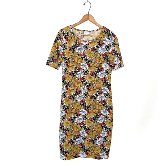 LuLaRoe | Julia Yellow Floral Multicolor Dress - Picture 1 of 5
